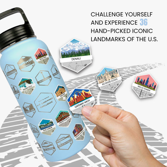 U.S. Landmark Challenge Insulated Stainless Steel Water Bottle - BLUE