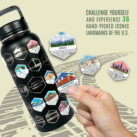 U.S. Landmark Challenge Insulated Stainless Steel Water Bottle - BLACK
