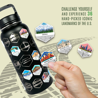 U.S. Landmark Challenge Insulated Stainless Steel Water Bottle - BLACK